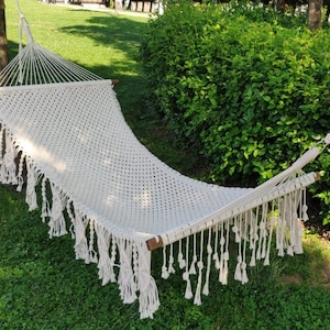 Handmade Macrame Hammock: Boho Garden Decor