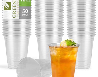 50 Pk Plant-Based Clear Disposable Cups 16oz