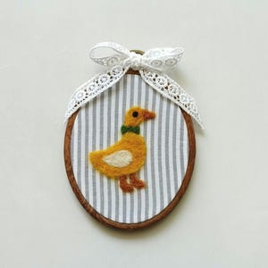 Needle Felted Goose Nursery Decor: Handmade Embroidery Hoop Wall Art