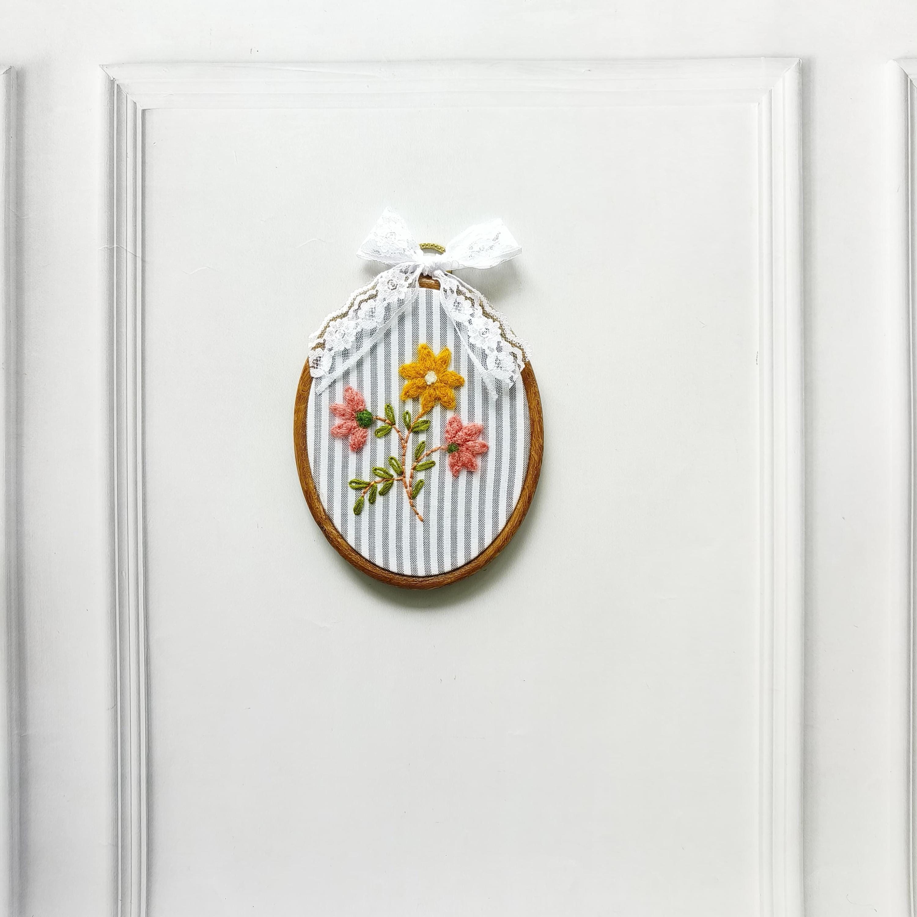 Embroidered Floral Hoop Art: Handmade Wool Wildflowers, Nursery Decor ...