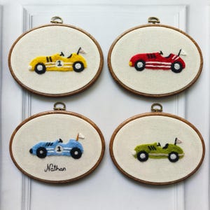 Personalized Needle Felted Vintage Race Car Nursery Decor: Race Car Baby Sign, Handmade Racing Car Baby Boy Gift