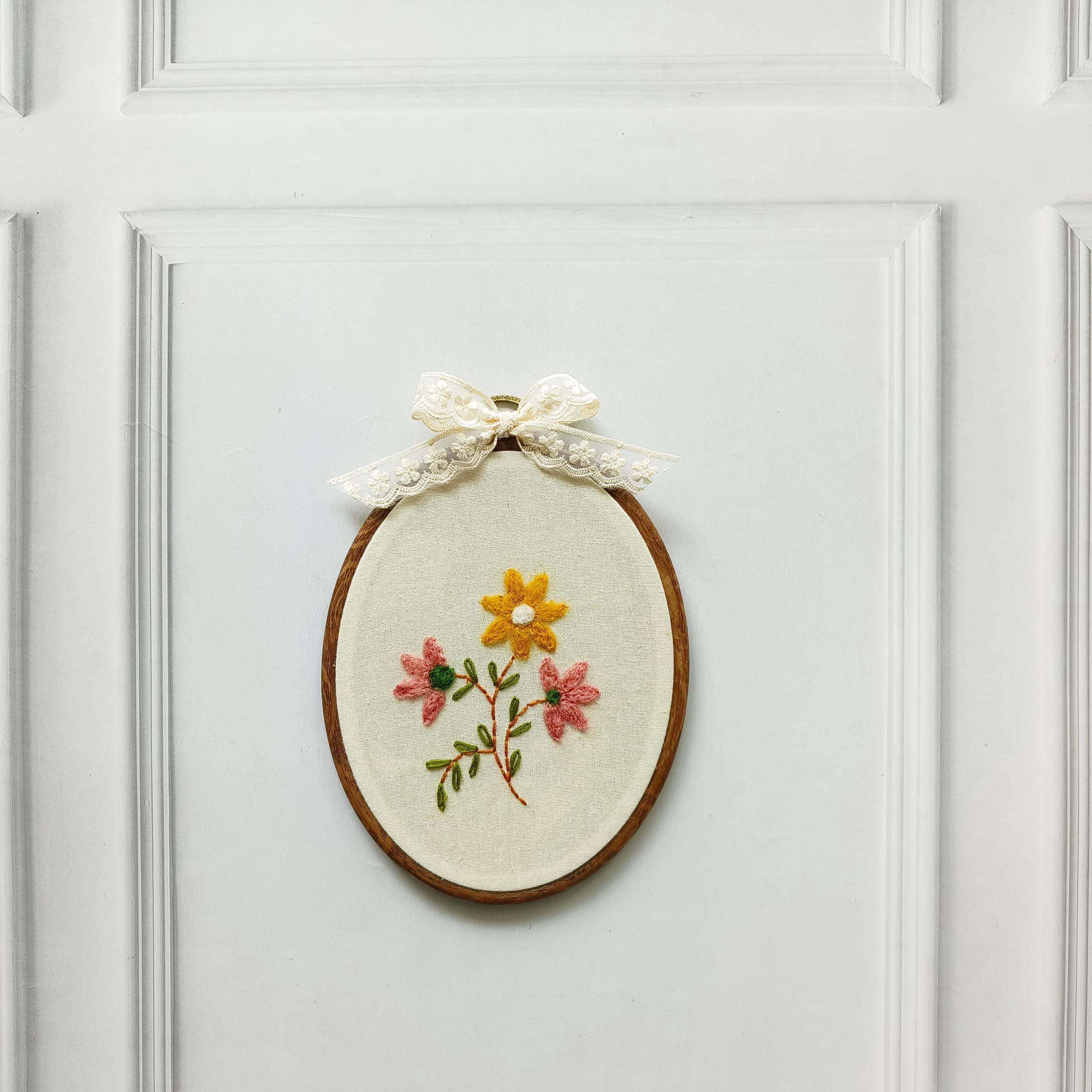 Embroidered Floral Hoop Art: Handmade Wool Wildflowers, Nursery Decor ...