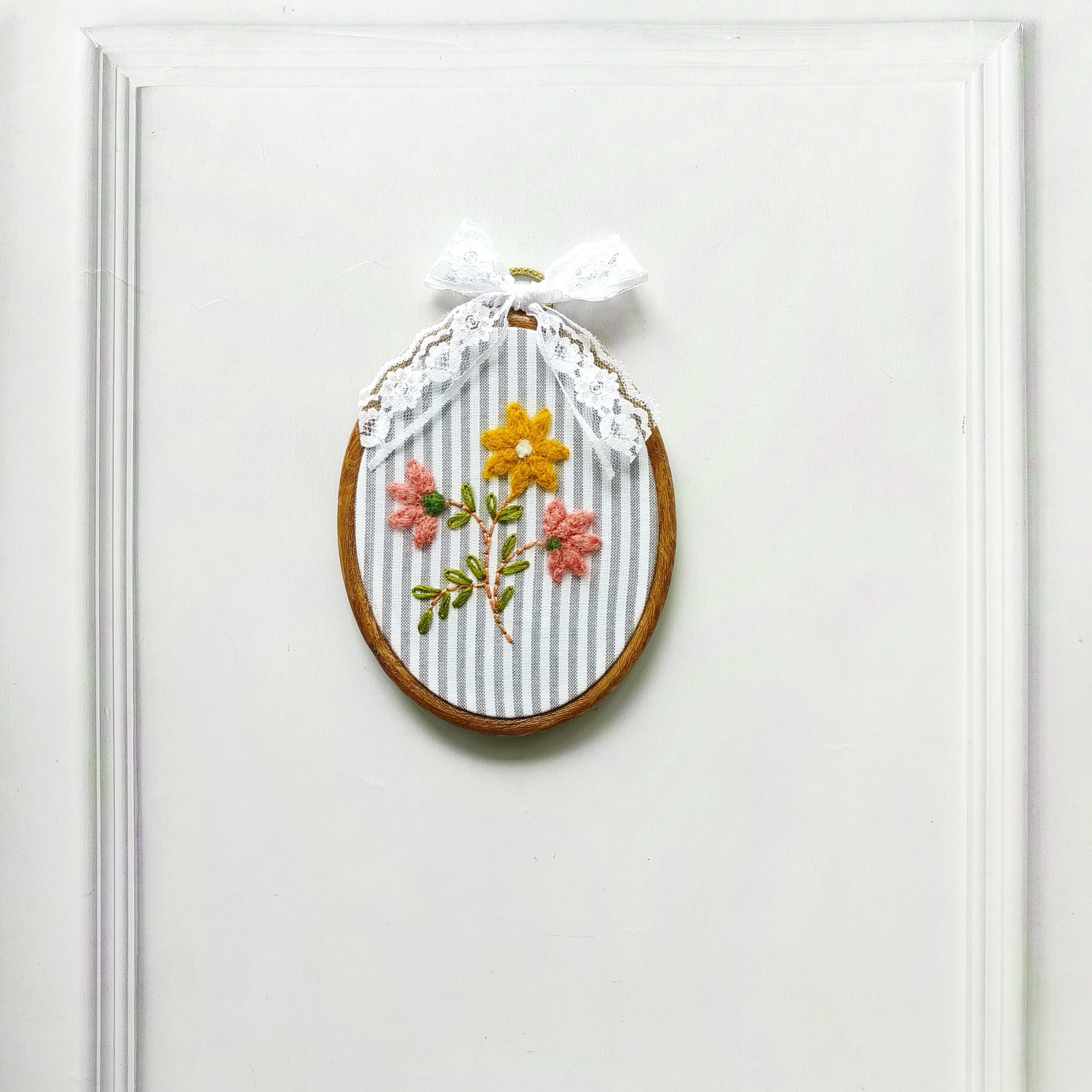 Handmade Hoop Embroidered Floral Hoop Art: Handmade Wool Wildflowers, Nursery Decor ...