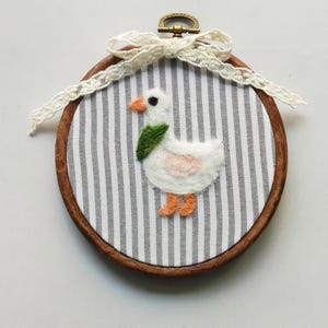 Needle Felted Duck Nursery Decor: Handmade Embroidery Hoop Wall Art