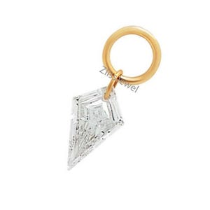 Dije brillante único para mujer, pendiente de diamante flotante en forma de cometa de oro macizo de 14 quilates para ella, regalo de aniversario de bodas