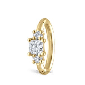 2mm Diamond Princess Hoop Earring 14K Solid Gold piercing 8mm clicker ring Single Labgrown Diamond Hoop Earring Worn with any charms Clicker