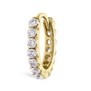 14kGold Invisible Set Diamond Eternity Hoop Earring Hinged Clicker Helix Clicker Earring Helix Hoop Earring Conch Hoop Everyday Hoop Earring