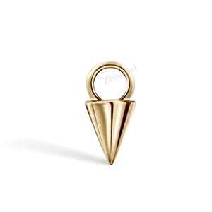 Small Spike Charm 14K solid gold Spike Cone charm worn with any of hoop earrings modern minimalism charm Dainty Spike charm Gold Drop Charm