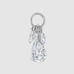 Dije de pluma de diamante en forma de pera flotante, dije de pendiente de diamante CVD, accesorio para aro, joyería fina de última generación, dije de diamante flotante en oro macizo de 14 quilates