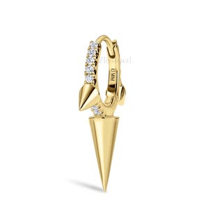 Celebrity Hoop 8 MM Triple Long Spike Diamond Eternity Hoop Earring 14K massief gouden Lab Grown Diamond Eternity Clicker Earring Lobe piercing