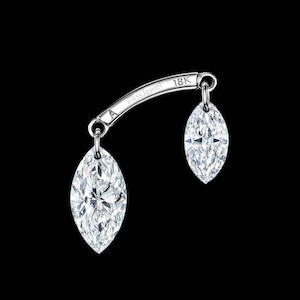 Margaret Drijvende dubbele Marquise diamanten draperie stekers met schroefdraad Helix piercing Double Diamond Dangle kraakbeen platte achterkant Conch Stud