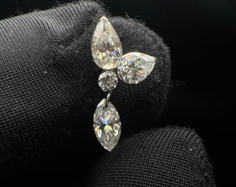 Latin GRAMMY Marquise Pear Diamond Echo Threaded Stud Earring 14K Drop Dangle Ear Piercing 11mm Double Pear FlatBack Stud Party Wear Jewelry