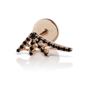 Spiderweb-shaped Lab Grown diamond earring Diamond Web Threaded Stud Earring 14k solid gold Screw back stud Tragus Helix Conch Piercing Gift
