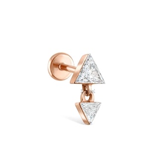 Onzichtbare set driehoekige diamanten hangoorbel met schroefdraad 14k gouden hangpiercing, kraakbeenstekker, traguslabret, cadeau voor haar.