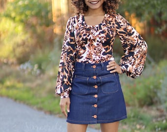 Button A-Line Skirt Sewing Pattern: Adult Sizes XXS-6XL (PDF Pattern)