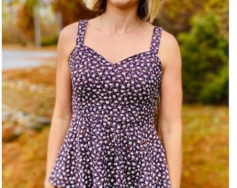 Patron de couture de haut chérie basque et robe, 12 tailles