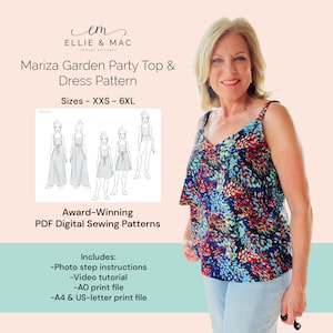 Patrón de costura para vestido tejido / 12 tallas XXS - 6XL / Archivo para proyector / Patrón de costura en PDF / Archivo A0 / Archivo tamaño carta A4 / Videotutorial