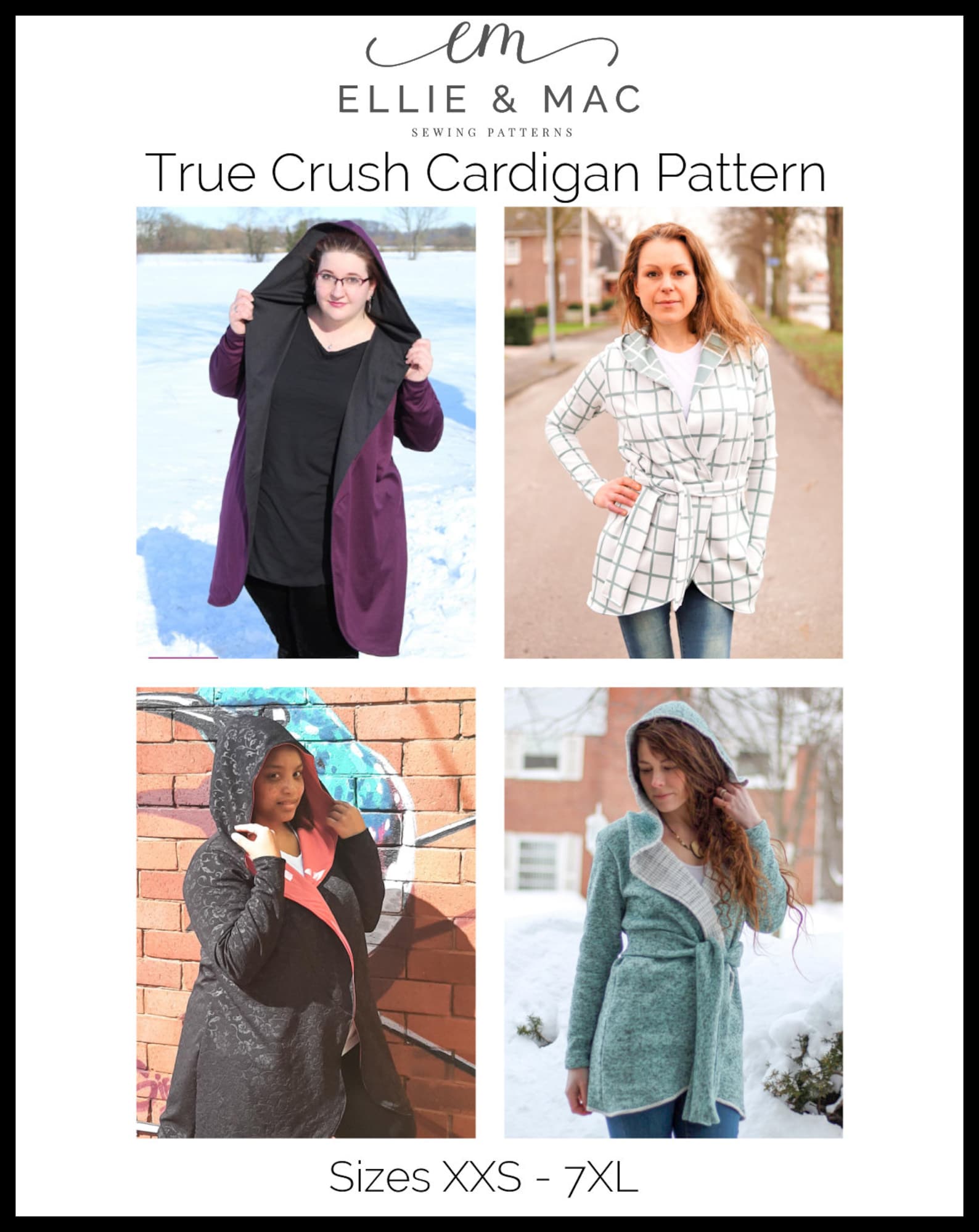 Oversized Hood Wrap Jacket Sewing Pattern: Knit Cardigan (PDF Pattern ...