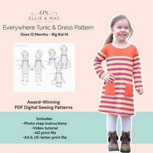 Kids Knit Tee Dress Sewing Pattern: Beginner Friendly (PDF Pattern)