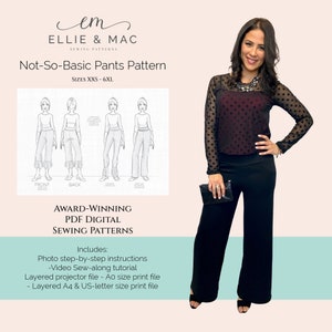 Knit Pants Sewing Pattern: Wide Leg & Ruffled Styles (PDF)