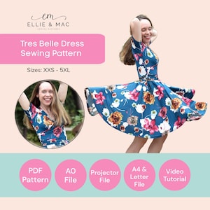 Mönster för omlottklänning: Cirkelkjol, stickat tyg (PDF-mönster)