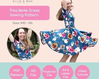 Wrap Dress Sewing Pattern: Circle Skirt, Knit Fabric (PDF Pattern)