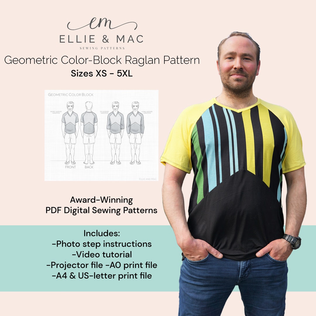Color Block Raglan Sleeve Tee Sewing Pattern (PDF Pattern) - Etsy