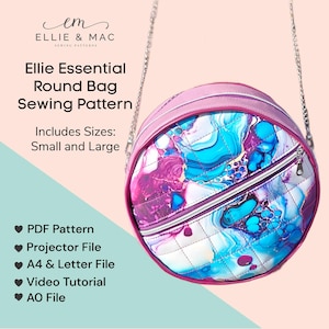 Ellie Essential Round Bag PDF Sewing Pattern - Circular Crossbody & Handbag Tutorial - 2 Sizes