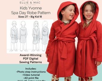Easy robe sewing pattern | Projector Pattern | Sizes 2T - Teen 18 | PDF sewing pattern | Ellie and Mac | Craft project | Gift Sewing Pattern