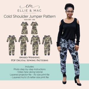 Cold Shoulder Romper & Dress Sewing Pattern: XXS-6XL (PDF Pattern)