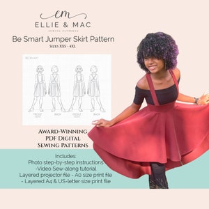 Be Smart jumper skirt sewing pattern with video tutorial sizes XXS - 4XL | Ellie and Mac Patterns | Instant Download PDF sewing pattern