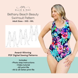 Cut out swimsuit sewing pattern - Sizes XXS - 6XL - Digital PDF sewing pattern - Projector A0 A4 US letter files - Cutout Swimwear pattern