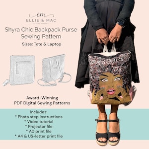 Peut inclure: Un patron de couture numérique pour un sac à dos chic Shyra. Le patron comprend des instructions pour la réalisation d'un sac cabas et d'un sac pour ordinateur portable. Le patron est primé et comprend des instructions photo étape par étape, un tutoriel vidéo, un fichier de projection, un fichier d'impression AO et un fichier d'impression A4 et US-letter.