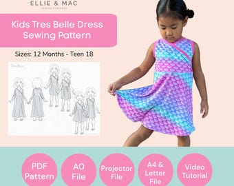 Wrap Dress Sewing Pattern (12 Months - Teen 18) (Digital PDF Pattern)