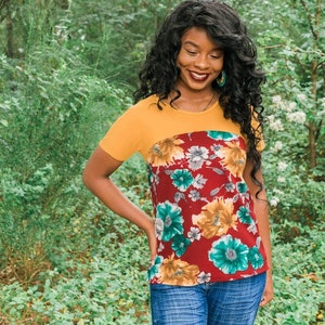 Discoverer color blocked tee pattern - 12 sizes XXS - 6XL - Projector file - A0 file - A4 US letter files - PDF sewing pattern - Video
