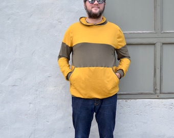 Color Block Hoodie Sewing Pattern: XS-5XL, Kangaroo Pocket (PDF Pattern)