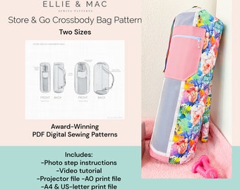 Store and Go Crossbody Bag pattern - Two sizes - Digital PDF sewing pattern - Projector A0 A4 US letter files - Yoga Bag - Craft pattern