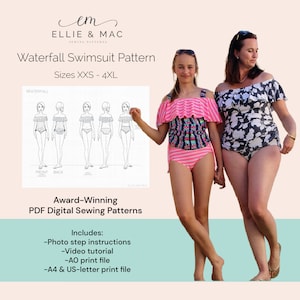 Swimsuit sewing pattern - Sizes XXS - 4XL - Digital PDF sewing pattern - Projector A0 A4 US letter files - Two piece swimwear pattern