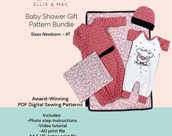 Baby Shower Schnittmuster Kapsel: Strampler, Kleidchen, Nass-Tasche (PDF-Muster)
