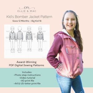 Kids Bomber Jacket Sewing Pattern: Customizable Design (PDF Pattern)