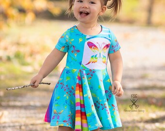 Twirl Dress PDF sewing pattern + video tutorial for kids - Sizes 12 Months - Big Kid 12 - Projector A4 A0 US letter files - Easter Sewing