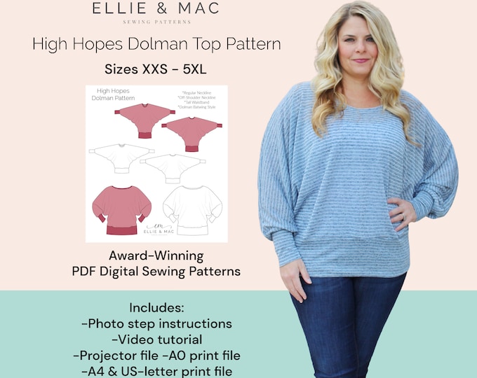 Ruffle Sleeve Top PDF Sewing Pattern Round Neck Blouse Shirt Sewing ...