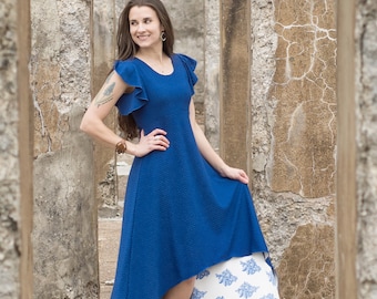 Digital PDF sewing pattern + video tutorial for maxi dress - 11 sizes XXS - 5XL - Projector A4 A0 US letter files - Ellie and Mac