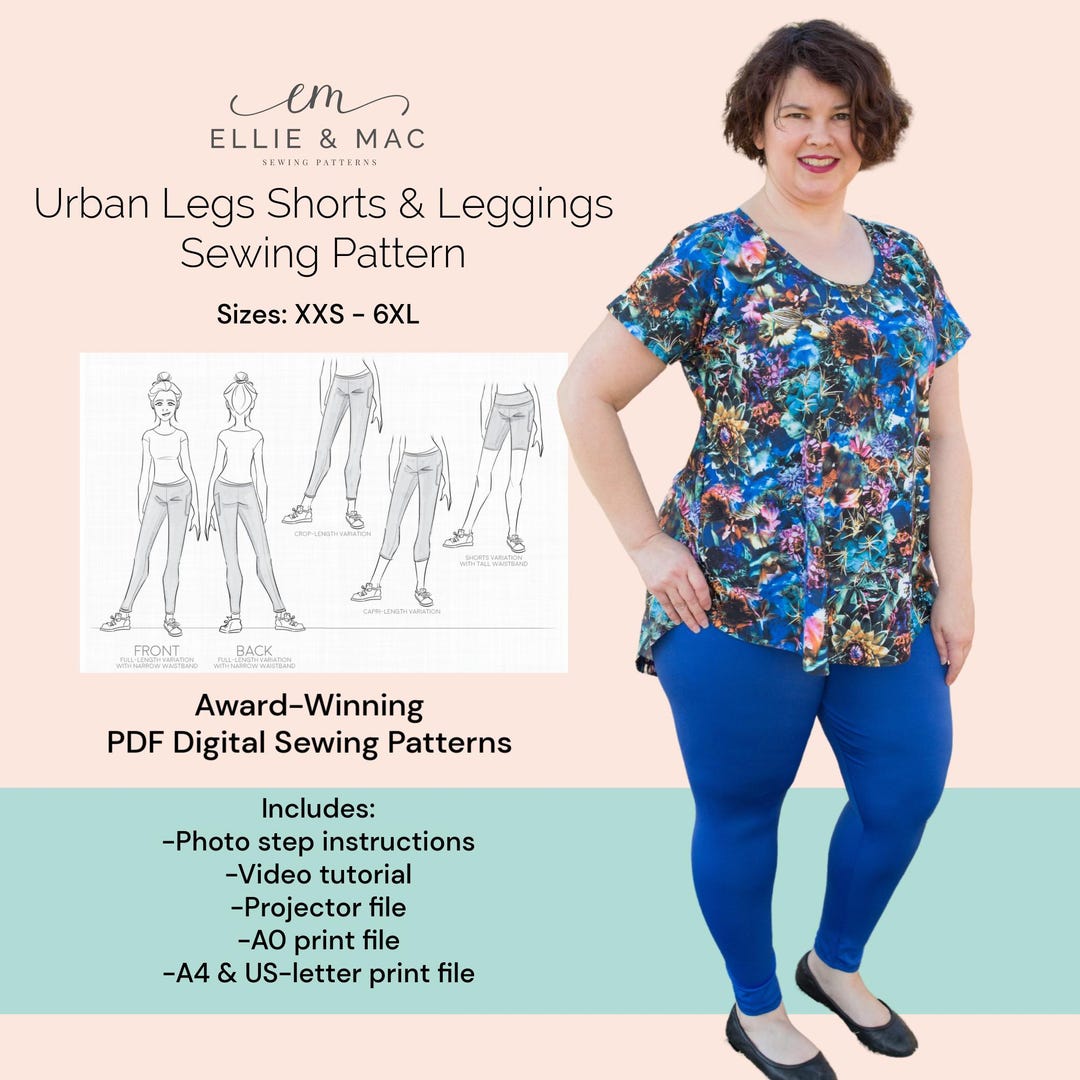 Leggings Sewing Pattern: Urban Legs Shorts & Tights (XXS-6XL) (PDF ...