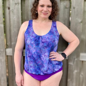Skirted swimsuit sewing pattern - Sizes XXS - 6XL - Digital PDF sewing pattern - Projector A0 - Video tutorial - Modest swimwear pattern