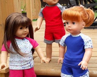 18-inch Doll Clothes Sewing Pattern: Raglan Tee & Athletic Shorts (PDF Pattern)