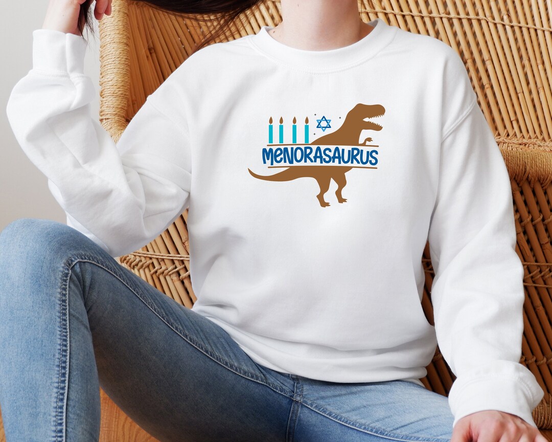 Ugly Chanukah Sweater, Jewish Gifts, Hanukkah Gifts, Menorasaurus
