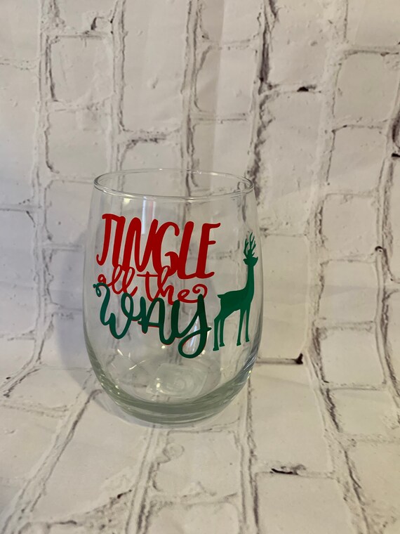 Christmas Stemless Wine Glasses Etsy UK