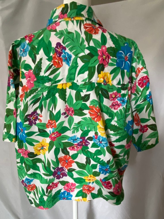 1990s LizSport Crop  Hawaiian Shirt - image 4