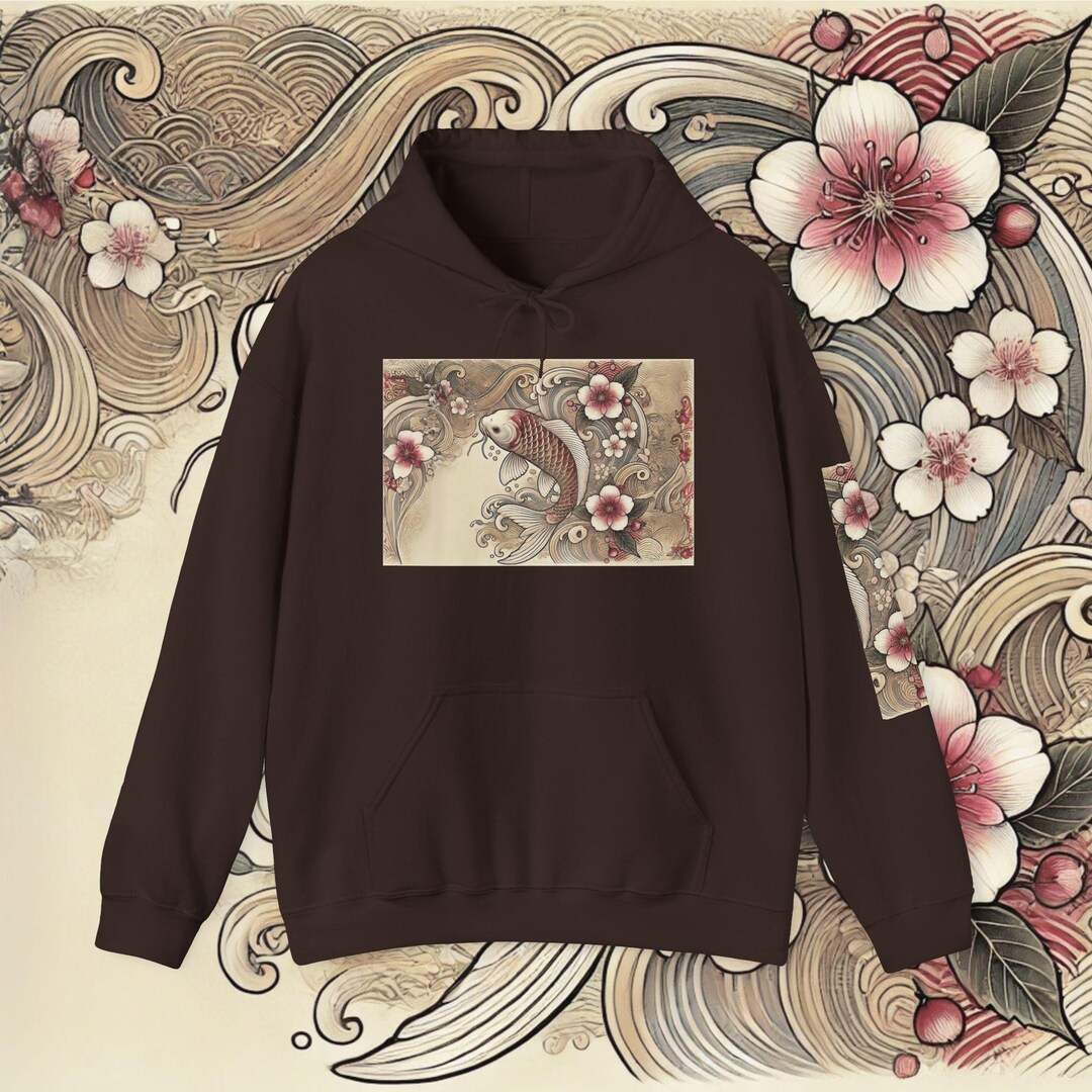 Koi Fish Pattern Print Women Pullover Hoodie
